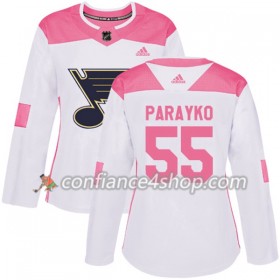 Adidas Maillot de Hockey St. Louis Blues Colton Parayko 55 2017-2018 Blanc Rose Fashion Authentic - Femme